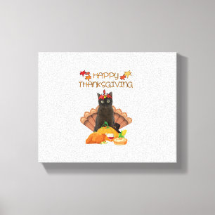 Lienzo Feliz Día de Acción de Gracias, regalo de gato bir