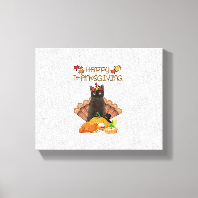 Lienzo Feliz Día de Acción de Gracias, regalo de gato bir (Anverso)