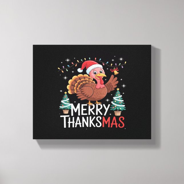 Lienzo Feliz Día de Acción de Gracias Santa Turquía es (Anverso)