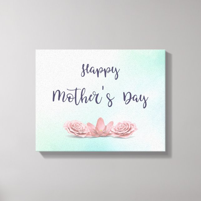 Lienzo Feliz día de la madre a mamá con flores (Anverso)