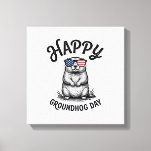 Lienzo Feliz Día de la Marmota Diseño de Camiseta de Grab