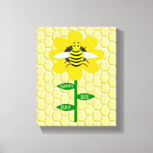 Lienzo Feliz Día de las Abejas Cumpleaños Bumblebee