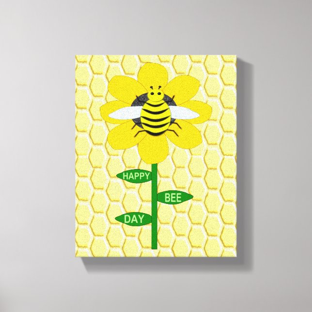 Lienzo Feliz Día de las Abejas Cumpleaños Bumblebee (Anverso)