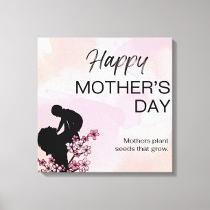 Lienzo feliz día de las madres tarjeta floral de felicita