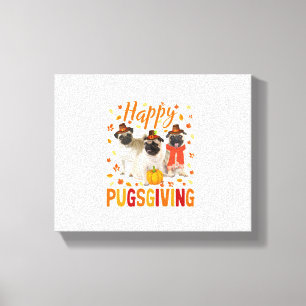 Lienzo Feliz Día de Pugo Cute Día de Acción de Gracias Pu