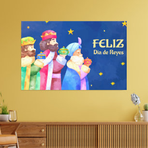 Lienzo Feliz Día De Reyes Tres Reyes