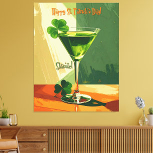 Lienzo Feliz día de San Patricio Shamrock Martini 