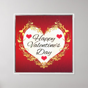 Lienzo Feliz día de San Valentín forma de corazón-47949