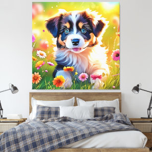 Lienzo Feliz diseño de cachorros australianos