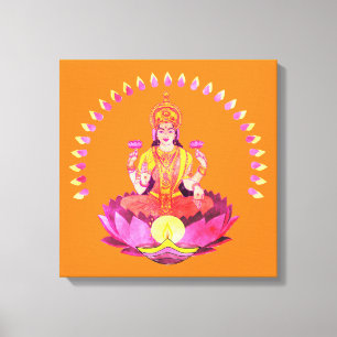 Lienzo Feliz Diwali - Diosa Deepalavi Lakshmi 1