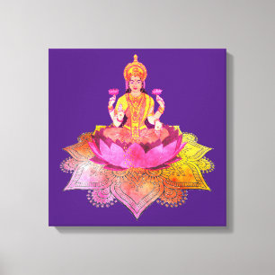 Lienzo Feliz Diwali - Diosa Deepalavi Lakshmi 4