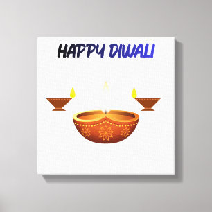 Lienzo Feliz Diwali Lámpara de Aceite Tradicional Festiva