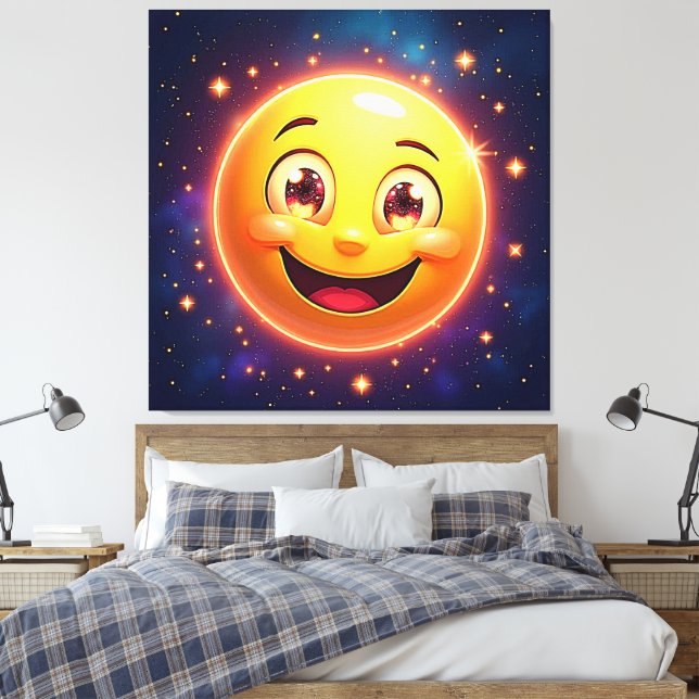 Lienzo Feliz Emoji de ojos cósmicos (Insitu(Dormitorio))