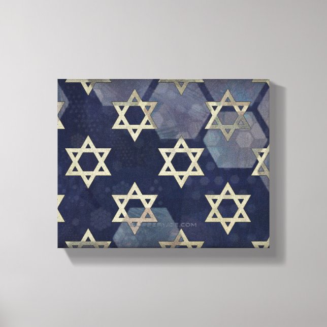 Lienzo Feliz Estrella de Hanukkah de David menorah Dreide (Anverso)