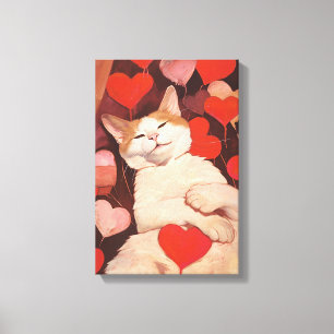 Lienzo Feliz Gato de San Valentín