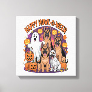 Lienzo Feliz Halloween de Pastor Alemán