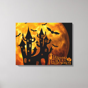 Lienzo Feliz Halloween (luna llena)