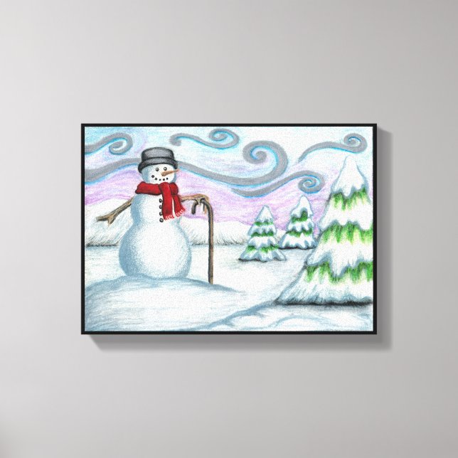 Lienzo Feliz invierno de Snowman Wonderland Wrapped Canva (Anverso)