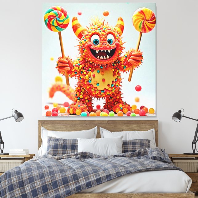 Lienzo Feliz Monster Candy Delight Design (Insitu(Dormitorio))