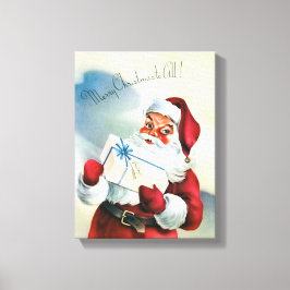 Lienzo Feliz Navidad a todos (Papá Noel Vintage)