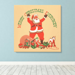 Lienzo ¡Feliz Navidad a Todos! Santa Claus Vintage