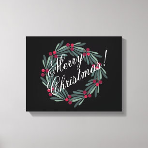 Lienzo Feliz Navidad Script Bonito negro festivo