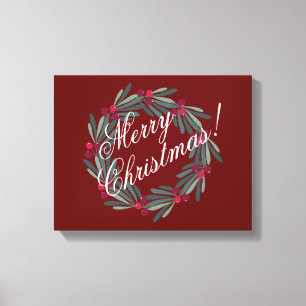 Lienzo Feliz Navidad Script Bonito Rojo festivo