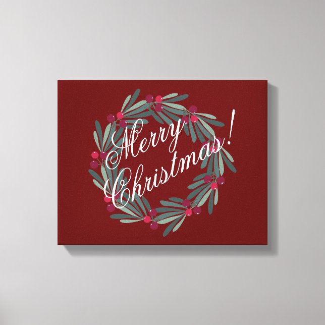 Lienzo Feliz Navidad Script Bonito Rojo festivo (Anverso)