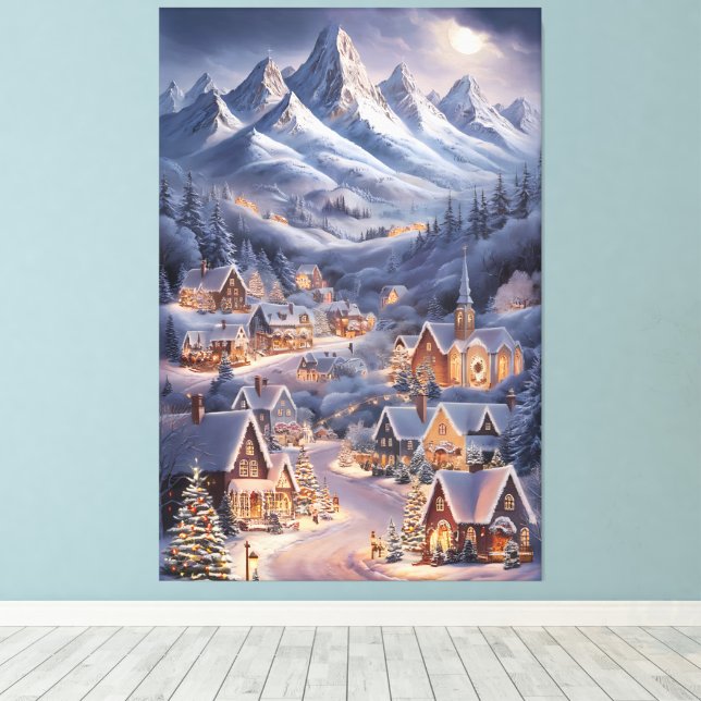 Lienzo Feliz Navidad Tarjeta de Felicitación del País de  (Insitu (piso de madera))