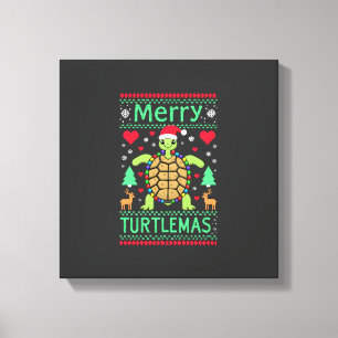 Lienzo Feliz Navidad Tortuga Luces Navideñas Tortuga Lind