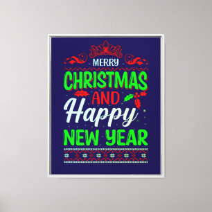 Lienzo Feliz Navidad Y Feliz Año Nuevo-61064