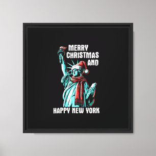 Lienzo Feliz Navidad Y Feliz Nueva York - Estatua Diverti