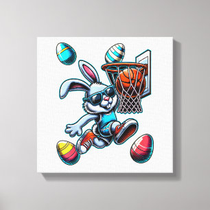 Lienzo Feliz Pascua Baloncesto Chicos Conejo De Pascua Di