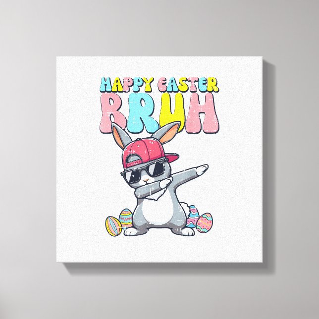 Lienzo Feliz Pascua Bruh Conejo Dab Bailarín Conejo Baile (Anverso)