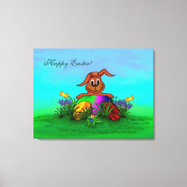 Lienzo ¡Feliz Pascua! Conejo de Pascua (Anverso)