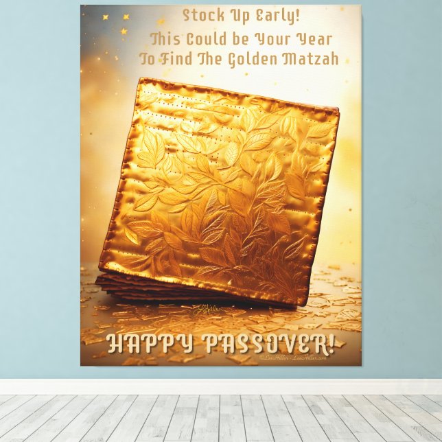 Lienzo ¡Feliz Pascua! Golden Matzah (Insitu (piso de madera))