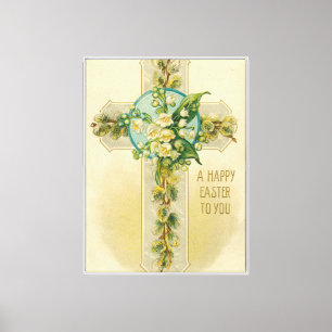 Lienzo Feliz Pascua para Usted - Tarjeta Postal Antigua,