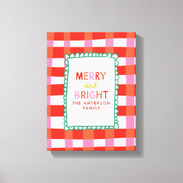 Lienzo Feliz y brillante Gingham personalizado Rojo y Ros
