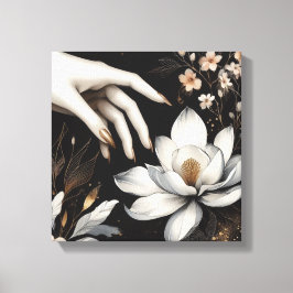 Lienzo Feminine Hand with Magnolia Flower Art