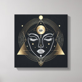 Lienzo Feminine Third Eye with Golden Geometry