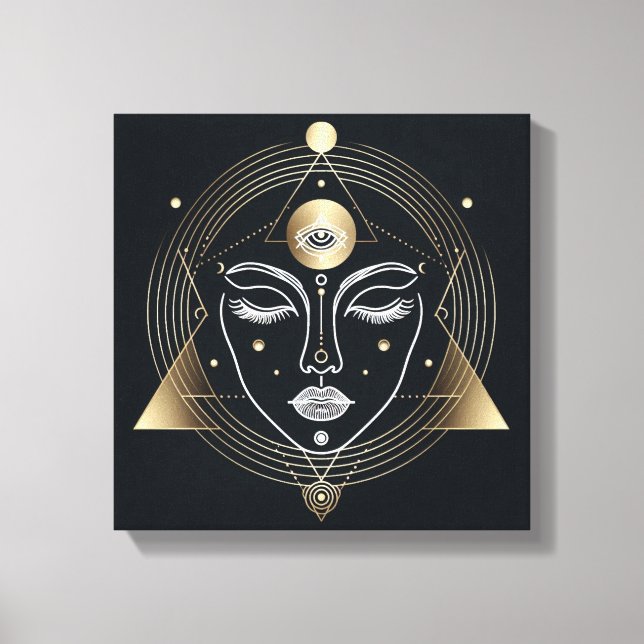 Lienzo Feminine Third Eye with Golden Geometry (Anverso)