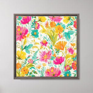 Lienzo Fénix Botánico Diseño rosa y Naranja