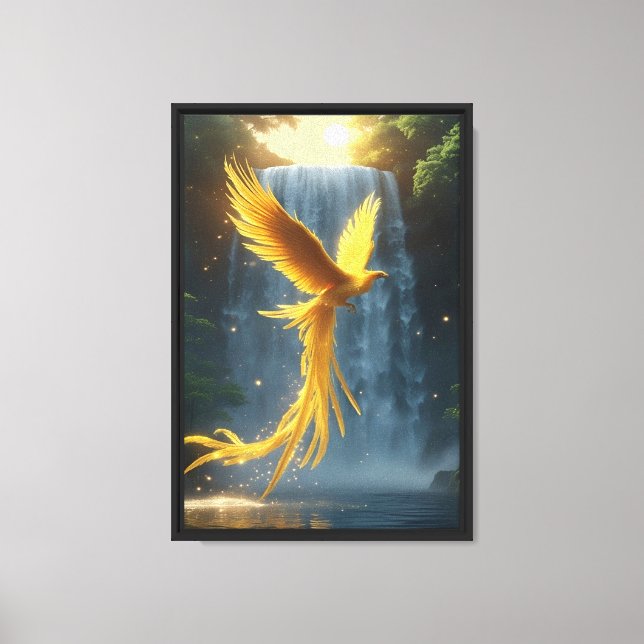 Lienzo Fénix de oro por cascada (Anverso)