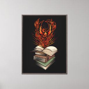 Lienzo Fénix Elevándose de las Llamas de los Libros Fanta
