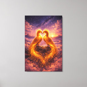 Lienzo Fénix gemelas de luz eterna