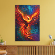 Fénix Majestuoso Pájaro de Fuego Abstracción Fanta