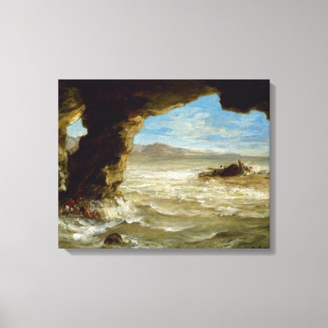 Lienzo Ferdinand Delacroix Vintage Shipwreck en la costa (Anverso)