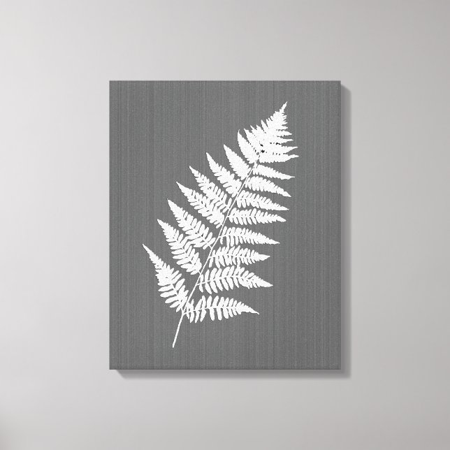Lienzo Fern Frond, blanco sobre gris de carbón vegetal /  (Anverso)