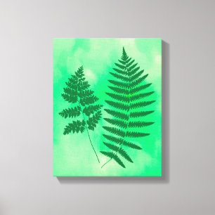 Lienzo Fern Fronds, verde sobre un cañón de fondo acuarel