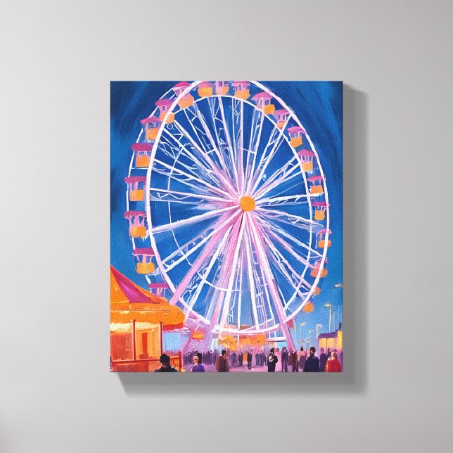 Lienzo Ferris Wheel | Boardwalk Carnival Watercolor (Anverso)